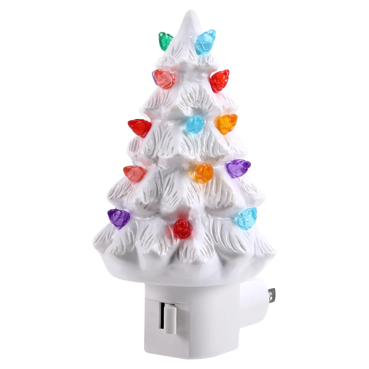 ABLQ Christmas Tree Night Light Plug in Christmas Decorative Tree Resin Decorative Tree Light for Bedroom Living Room US Plug