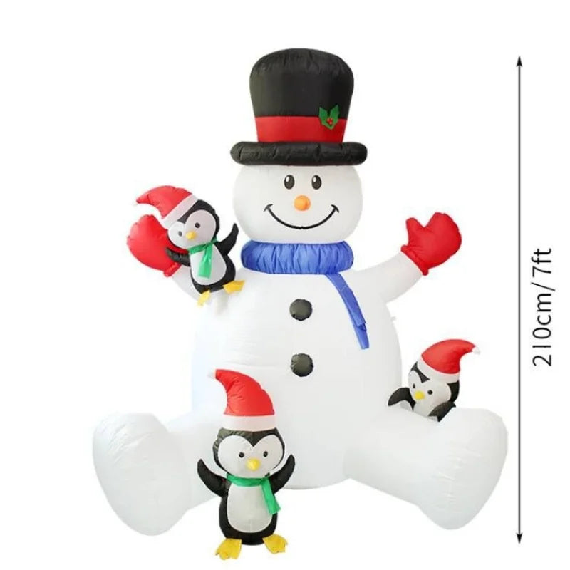 Christmas Inflatable Snowman Penguin Stacked Arhat with LED Lights Outdoor Party Christmas Decoration Garden Yard Props for Lawn