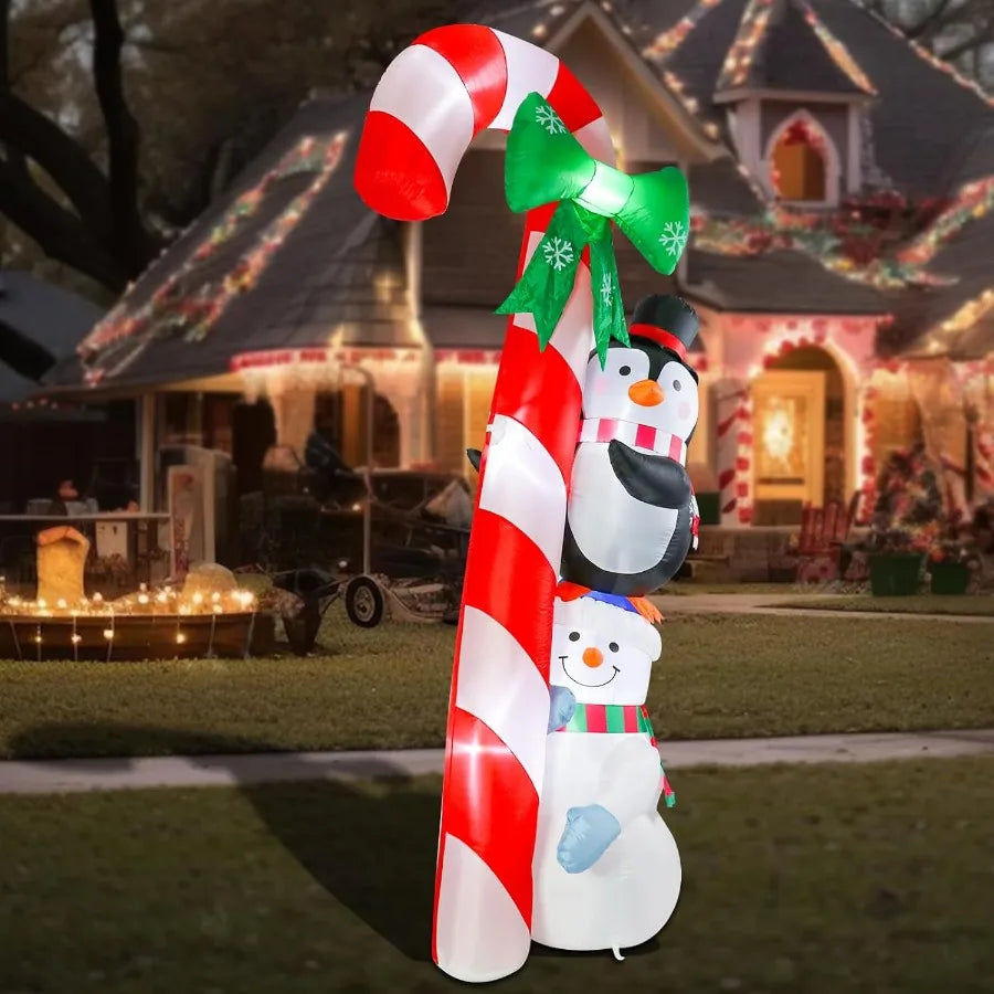 8.6 FT Christmas Inflatable Decorations with Builtin Bright LED Lights for Outdoor Holiday Yard Garden and Lawn Use Featuring L