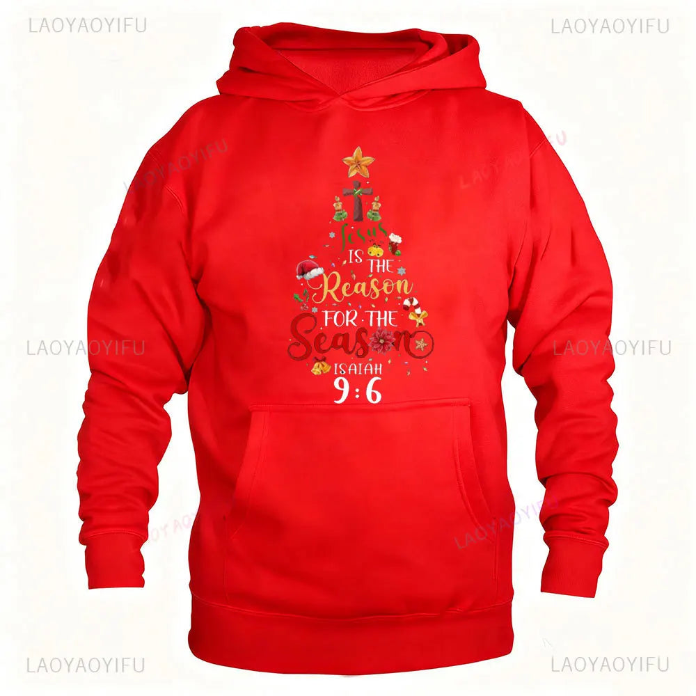 Christian Christmas Tree Graphic Unisex Hoodies Christian Merry Christmas Faith Sweatshirt Men Clothing Winter Warrior Essential