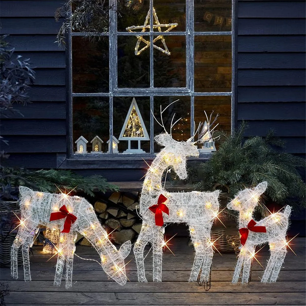 Christmas decorationLighted Christmas 2D Reindeers Outdoor DecorationsPre-Lit Light Up Xmas Rudolph & Santa Sleigh