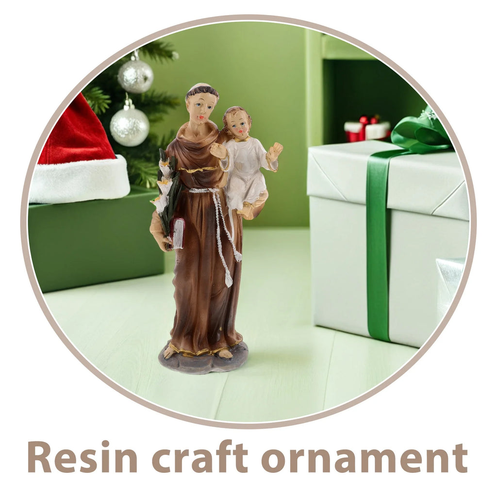 Catholic Jesus with Statue Hand Painted Resin Christian Sculpture Religious Home Decor Baptism Party Favor Gift