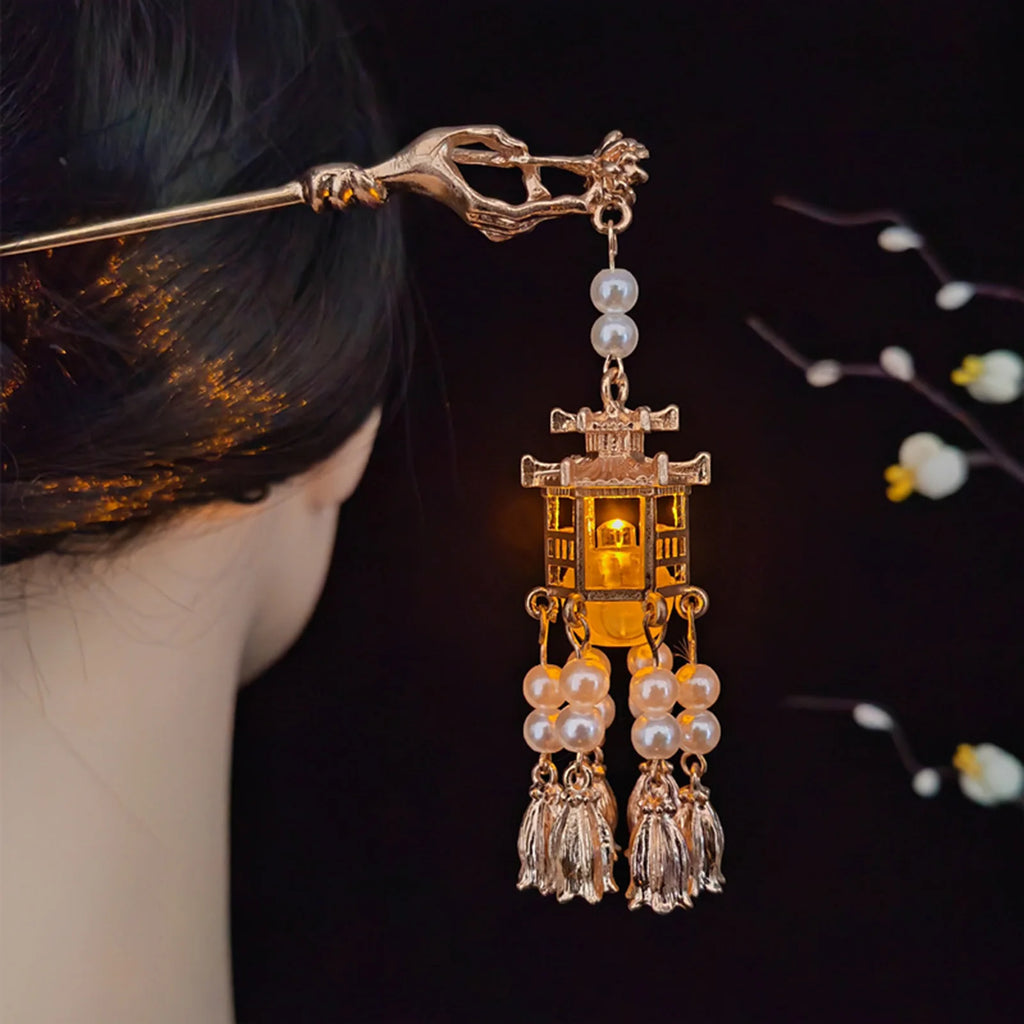 Retro Chinese Style Hair Sticks Forks with Led Light Women Girls Halloween/Christmas Costume Party Hairpins Hair Jewelry Decor