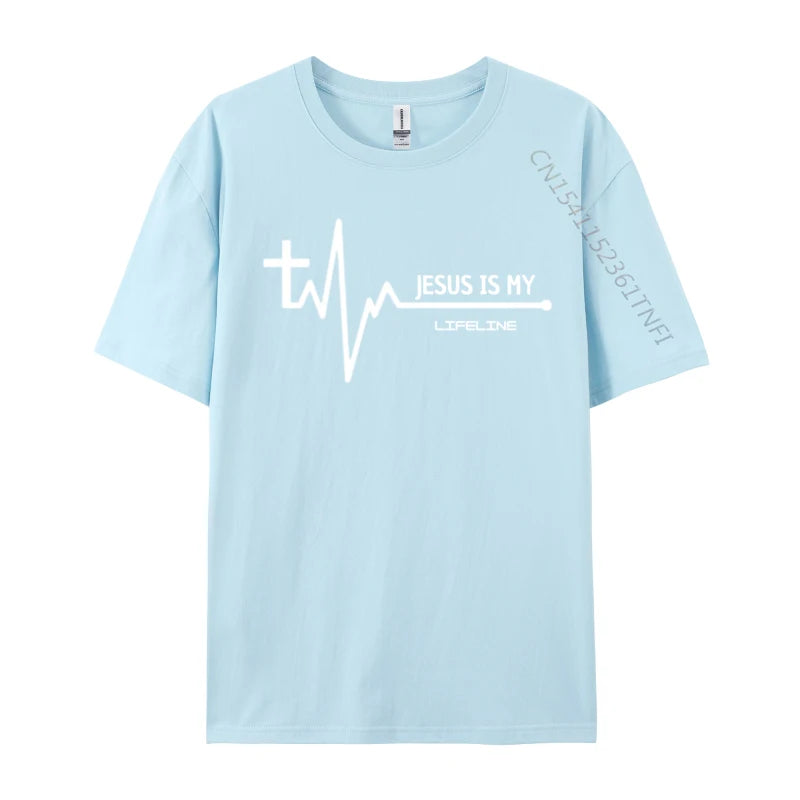 Christian Heartbeat Cross Graphic Fitness Tight Gift Cotton Man Tops Tees Birthday Top T-Shirts 2024 T-Shirt Men Clothing