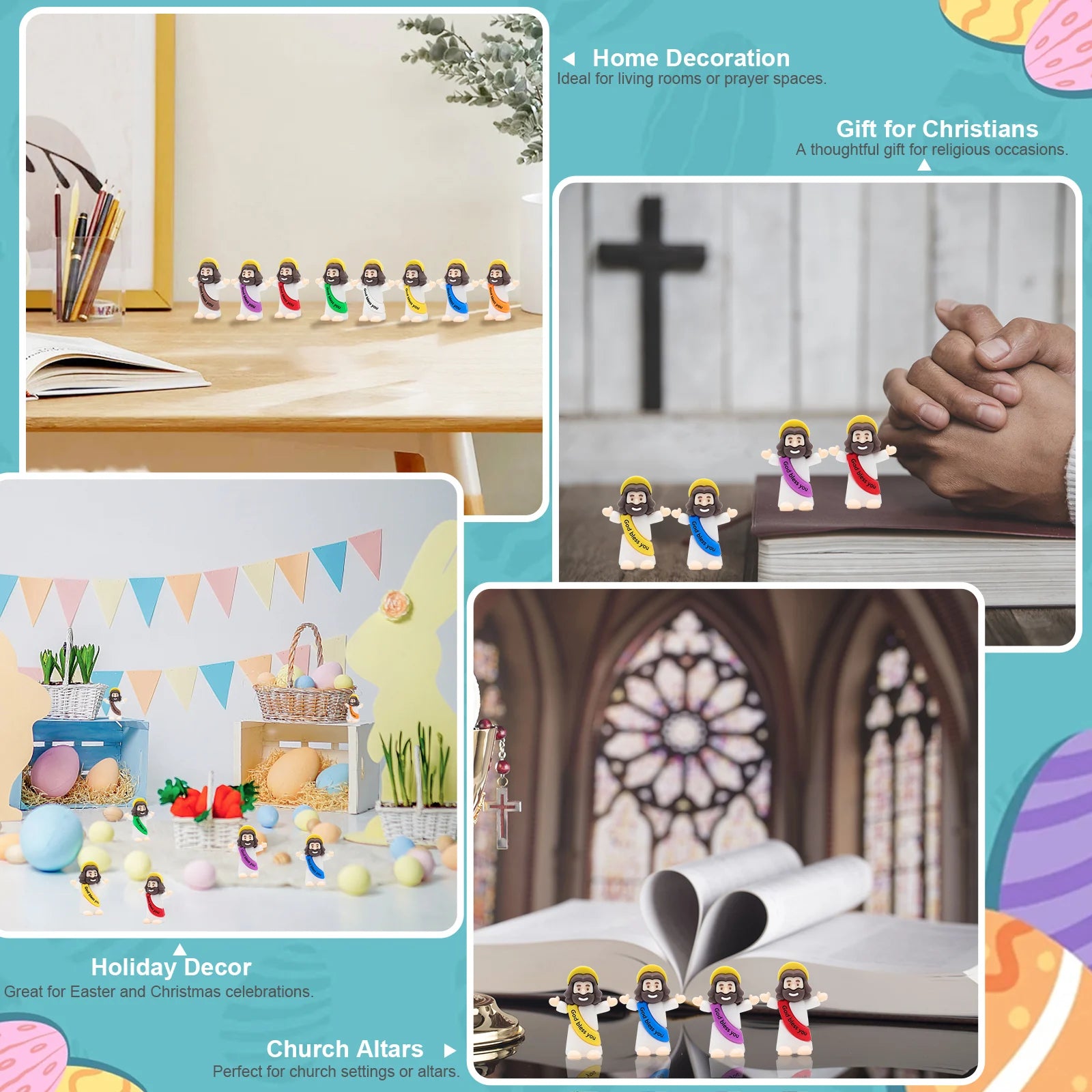 100/200PCS Multicolor Mini Jesus Figurines – God Bless You Christian Decor for Jesus Challenge, Social Games, Parties, and East