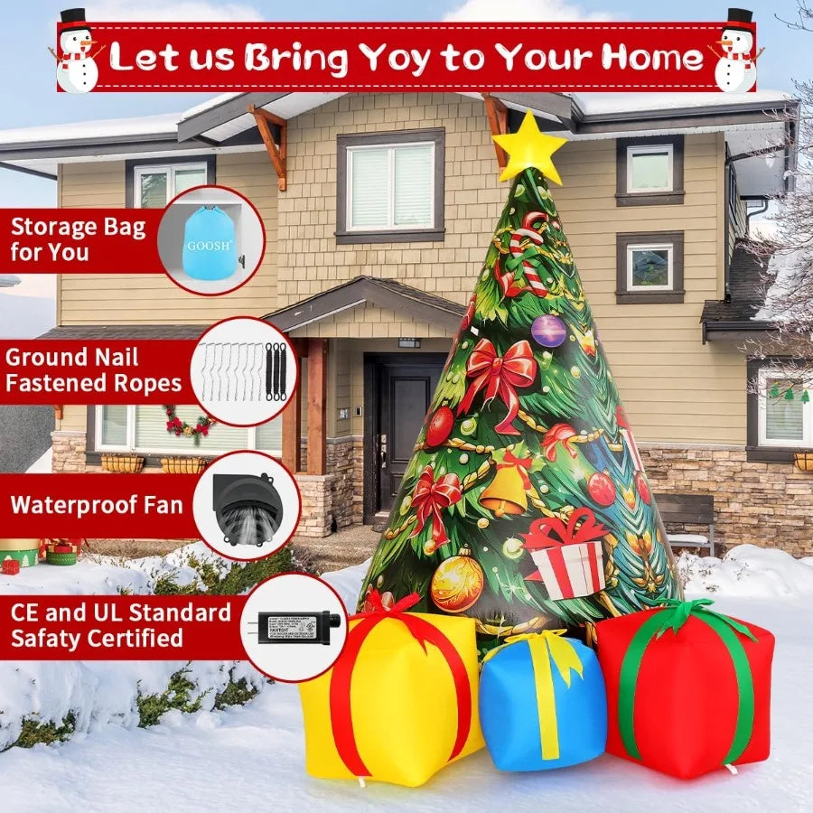 7.8 FT Pink Inflatable Christmas Tree Outdoor Decoration with Colorful Lights for Holiday Party Yard Lawn Indoor Garden Decorat