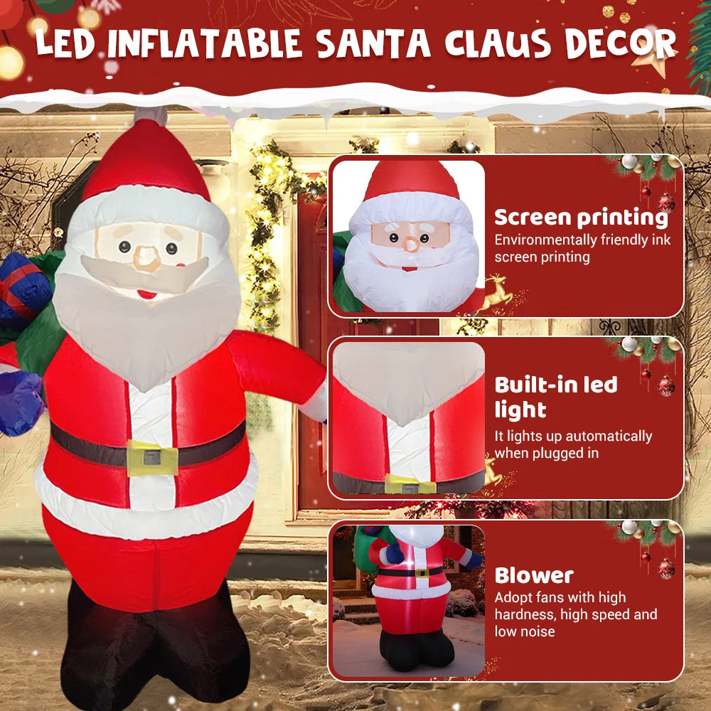 LED Inflatable Cartoon Model Decor Festival Theme Lighted Giant Model Ornament 1.2M Santa Claus Decor Christmas New Year Gifts