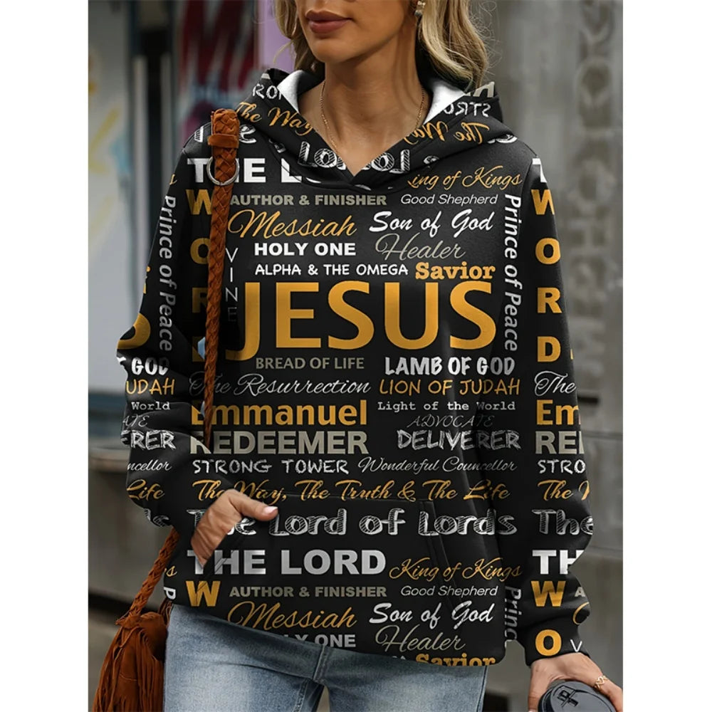 Jesus Christian Hoodies Women Fashion Hoodie Letter Print Sweats Harajuku Coats Women Sweatshirt Gym Pullovers Women's Clothing