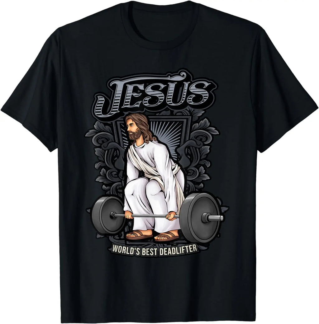 Funny Jesus Christian Weight Lifting Men Women Gym Gag Gifts T-Shirt Streetwear Men Clothing Tops Camisetas