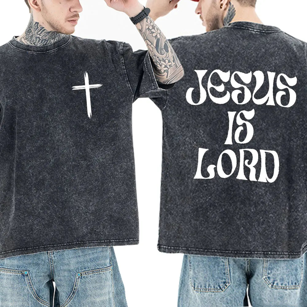 Christian Jesus Faith Bible Verse Washed T-shirts Men Women Clothing Fashion Vintage Oversized T Shirts Casual Cotton T-shirt