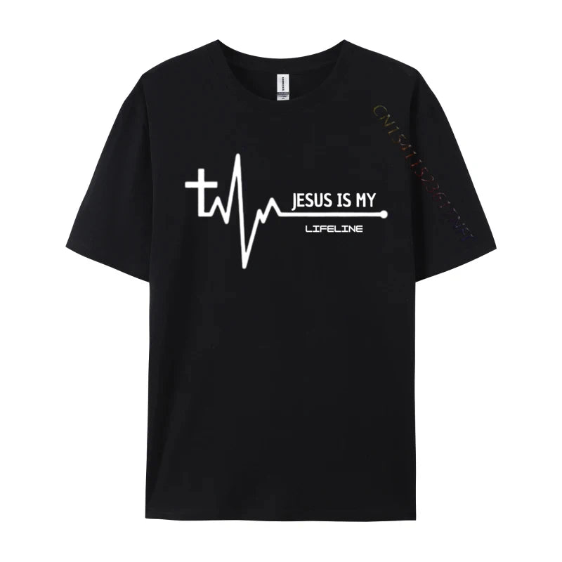 Christian Heartbeat Cross Graphic Fitness Tight Gift Cotton Man Tops Tees Birthday Top T-Shirts 2024 T-Shirt Men Clothing