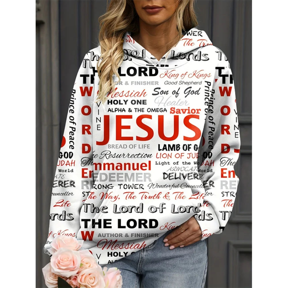 Jesus Christian Hoodies Women Fashion Hoodie Letter Print Sweats Harajuku Coats Women Sweatshirt Gym Pullovers Women's Clothing