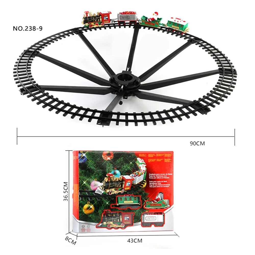 Christmas Train Set Festive Mini Locomotive Model with Lights Sound Water Steam Railway Kits Electric Tracks Toys Kids Gift