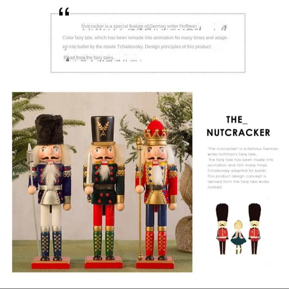 Merry Christmas Vintage Christmas Nutcracker Handicraft Painted Soldier Doll Drummer 30cm Handcraft Figurine New Year