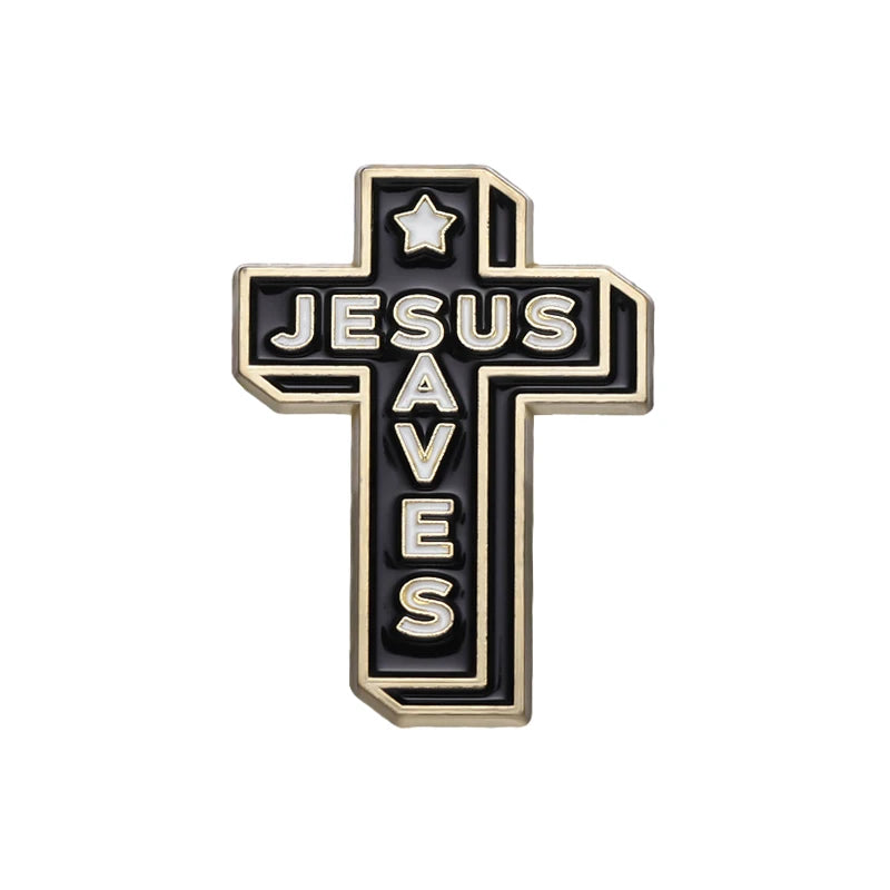 28styles Jesus Cross Enamel Pins Christian Clothing Decorative Brooches Jesus Fish Lapel Badge Backpack Cap Jewelry Accessories