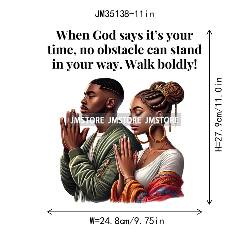 Christian Black Woman Positive Affirmation Bible Praying Blessed Iron on DTF Transfers Stickers Ready to Press for Clothing Bags