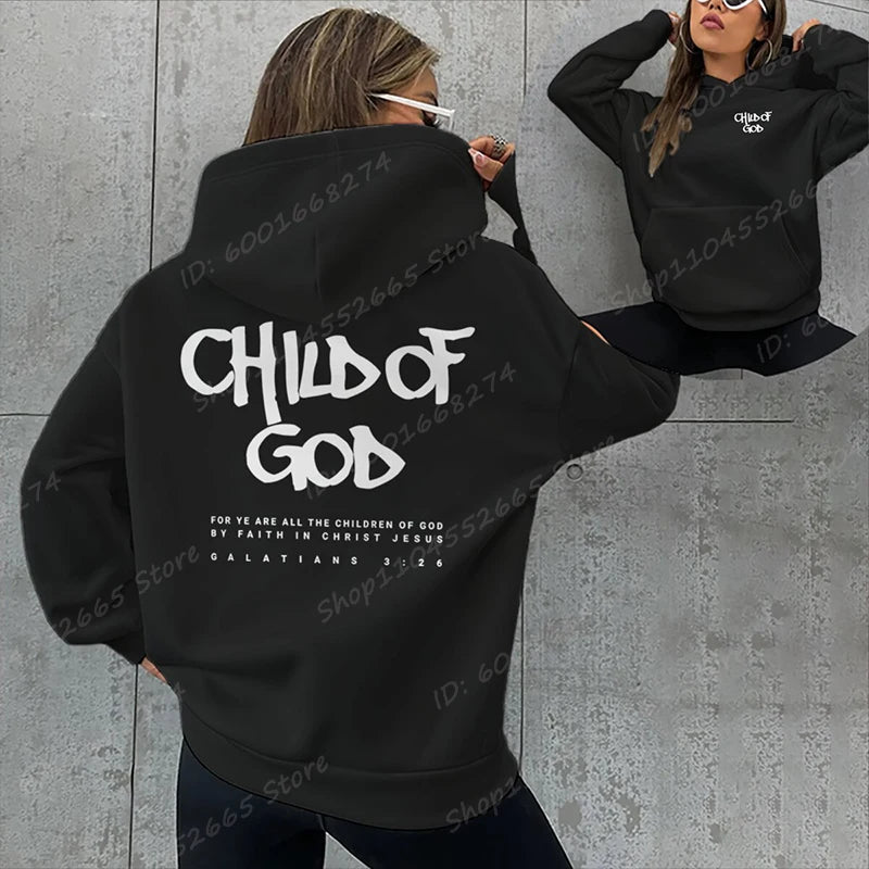 I Am A God Child Letter Print Hoodies Christian God Sweatshirts Hooded Pullover Pray The Lord Sweatshirt Women's Clothing