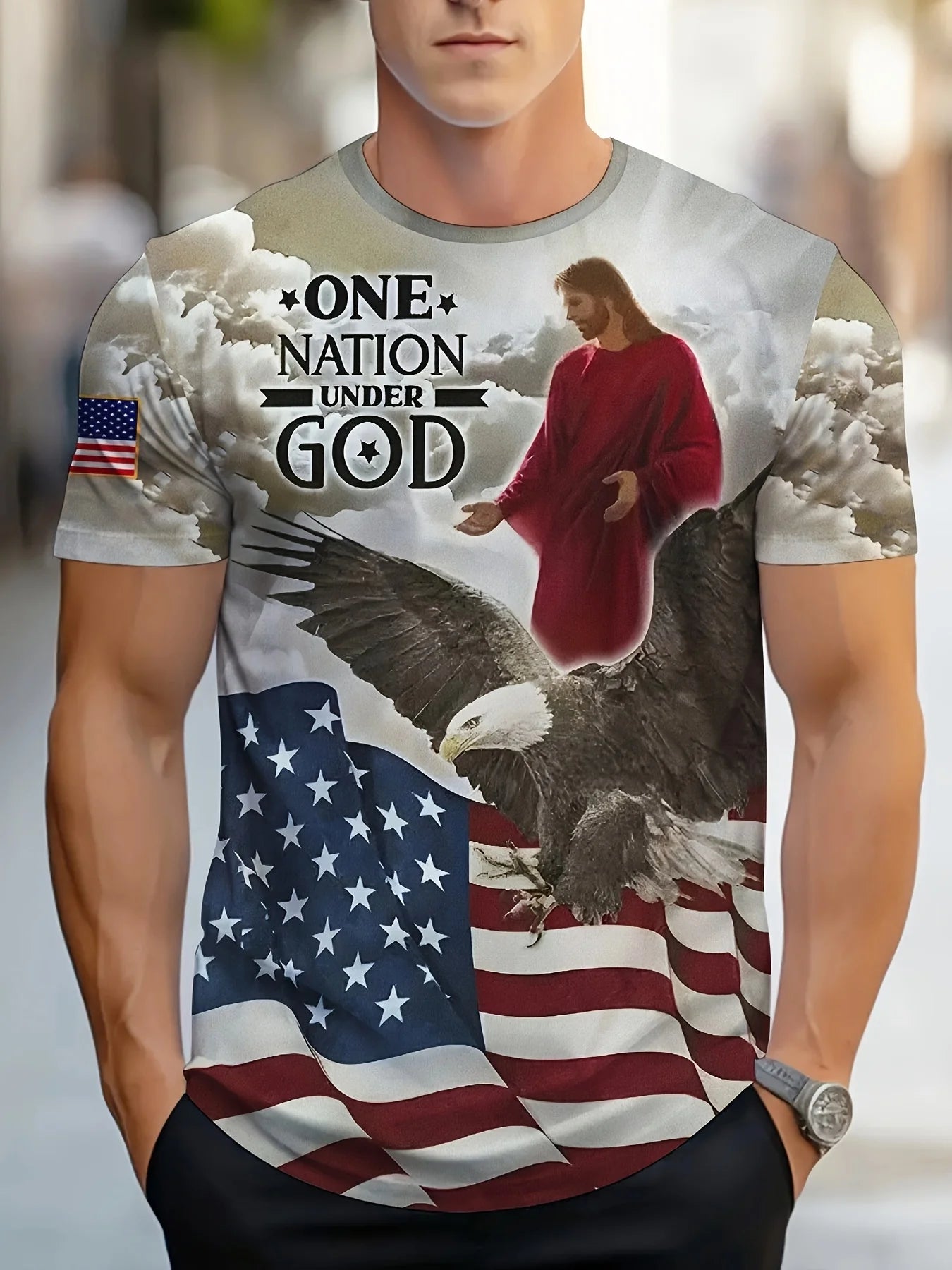 Vintage T-Shirts for Men 3D Jesus Passion Print Short Sleeve Tops Summer Christian T Shirt Loose Oversized T Shirts Men Clothing