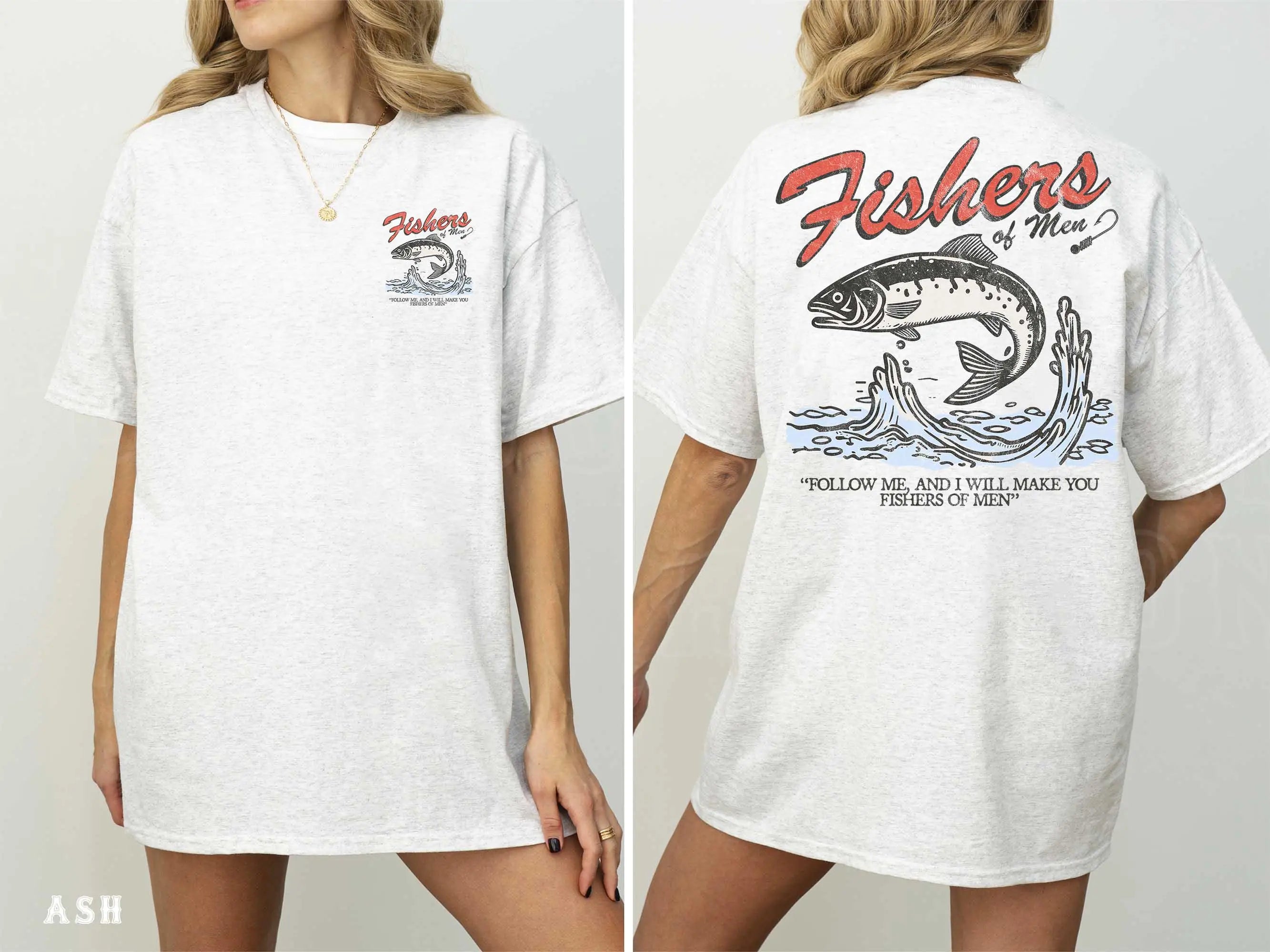 Fishers of Men Shirt Christian Fishing T-shirt for Men Vintage Faith Graphic Tee Outdoors Clothing Jesus Religious Gift for Him