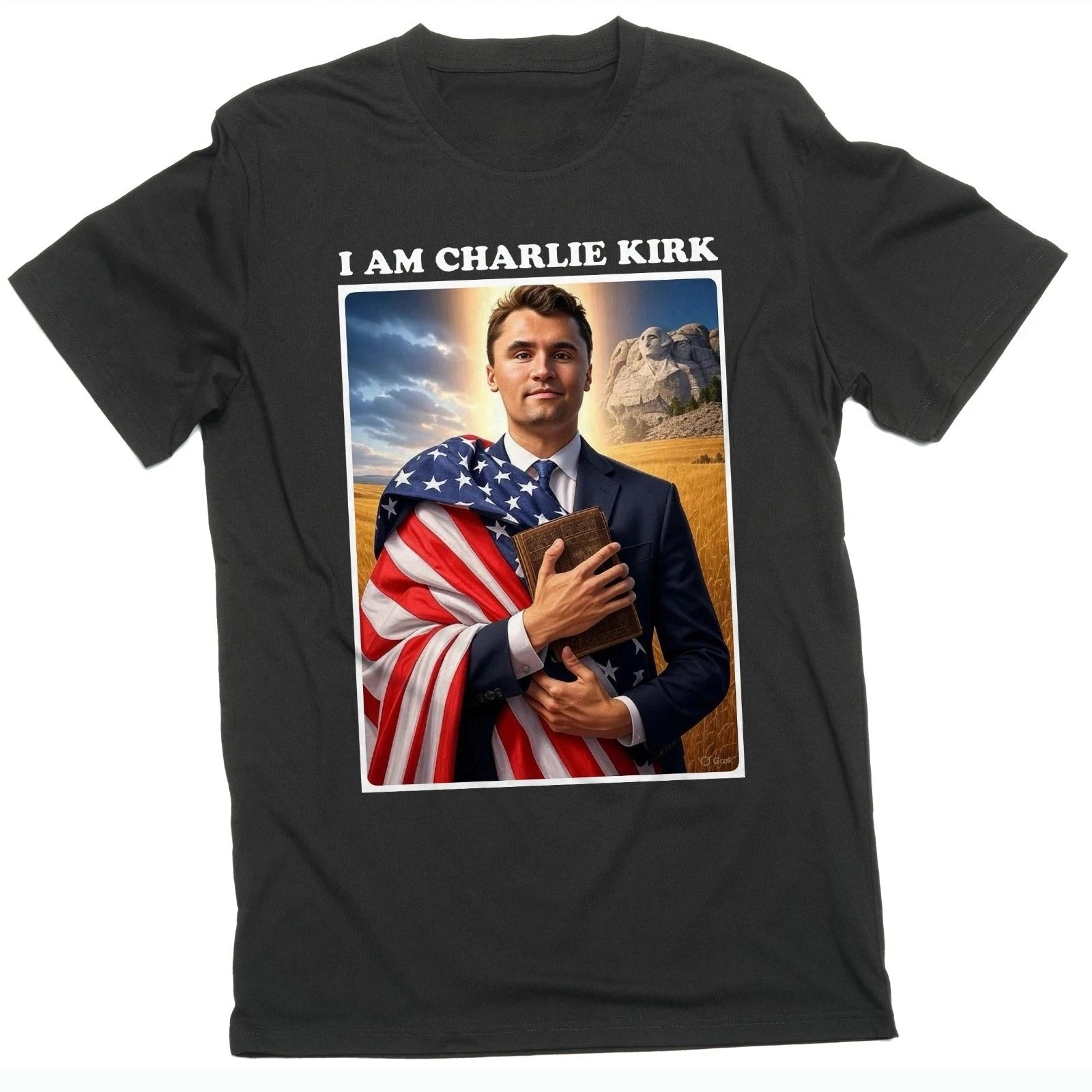 I Am Charlie Kirk Patriotic USA Christian Jesus Printed Design T Shirt Comfortable and Breathable Soft Fashionable Men Clothing