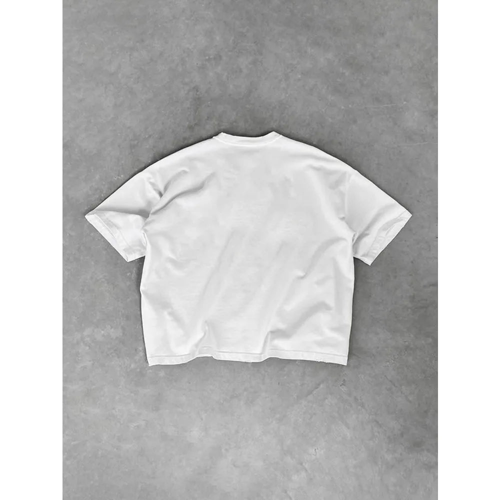 Men's Y2K Retro Christian Pattern T-shirt 180g Heavy Weight Cotton Loose Street Style Saint Jesus Christ Four Seasons Clothing