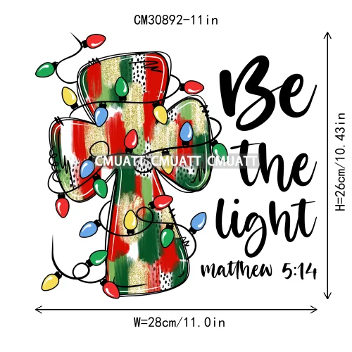 Coquette Jesus Glory To God In The Highest Christian Merry And Bright Christmas DTF Heat Transfer Stickers Iron On For Clothing