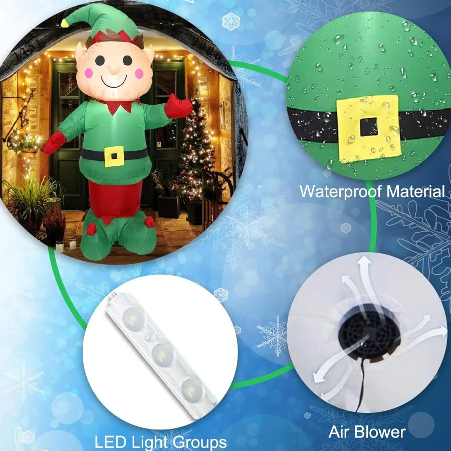 5FT H Christmas Inflatable Christmas Elf Boy with Builtin LED Lights for Outdoor and Indoor Holiday Decorations Large Party Yar