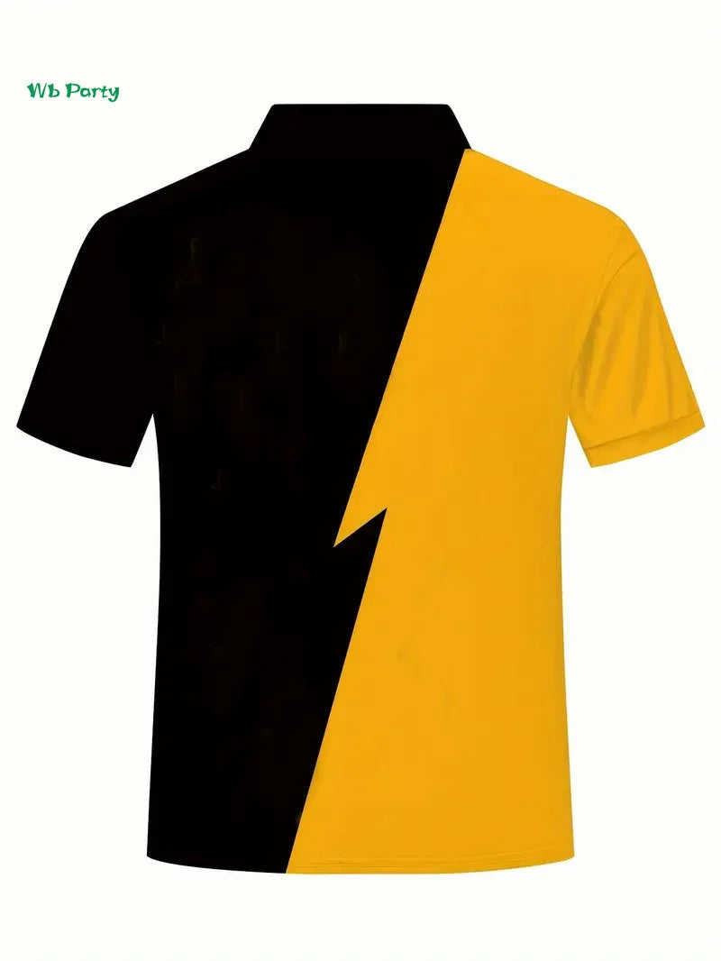 Men's Short Sleeve Lapel Polo Christian Text Printed Colorblocked Shirt Easter Clothing Summer Outdoor Casual Button down Tops