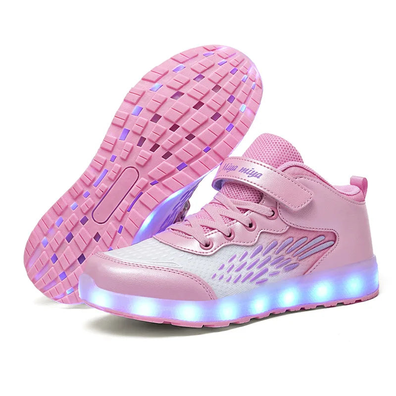 Students Opening Led Lights Casual Shoes Children's Birthday Gift Shoes Boys And Girls' Christmas Gifts Boots