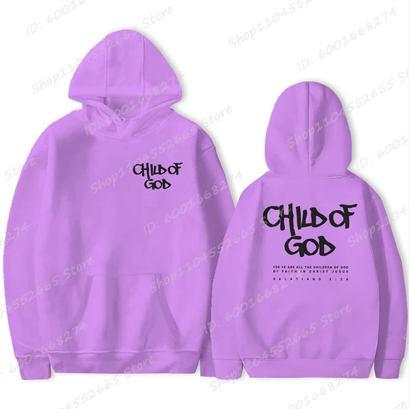 I Am A God Child Letter Print Hoodies Christian God Sweatshirts Hooded Pullover Pray The Lord Sweatshirt Women's Clothing