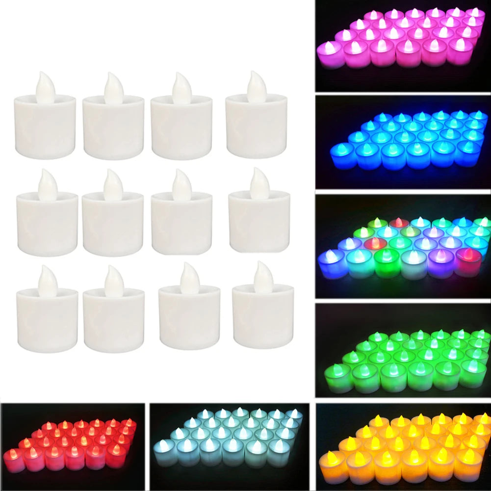 12pcs Mini LED Candle Lights, Flameless LED Tea Lights Candles, Reusable Night Lamp, Votive Tealight, Romantic Home Decor