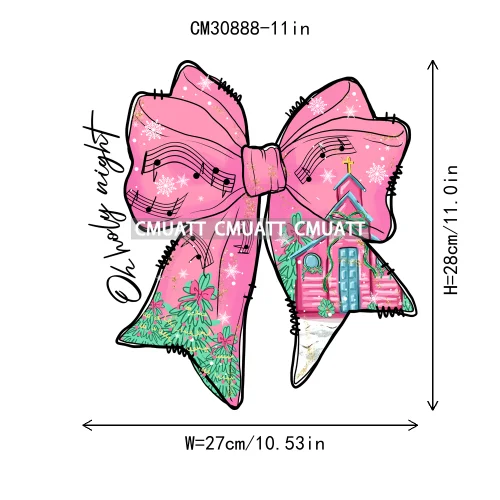 Coquette Jesus Glory To God In The Highest Christian Merry And Bright Christmas DTF Heat Transfer Stickers Iron On For Clothing