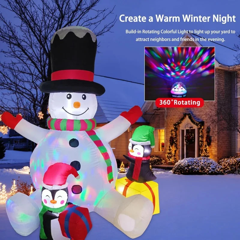 Christmas Inflatable Snowman Penguin Stacked Arhat with LED Lights Outdoor Party Christmas Decoration Garden Yard Props for Lawn