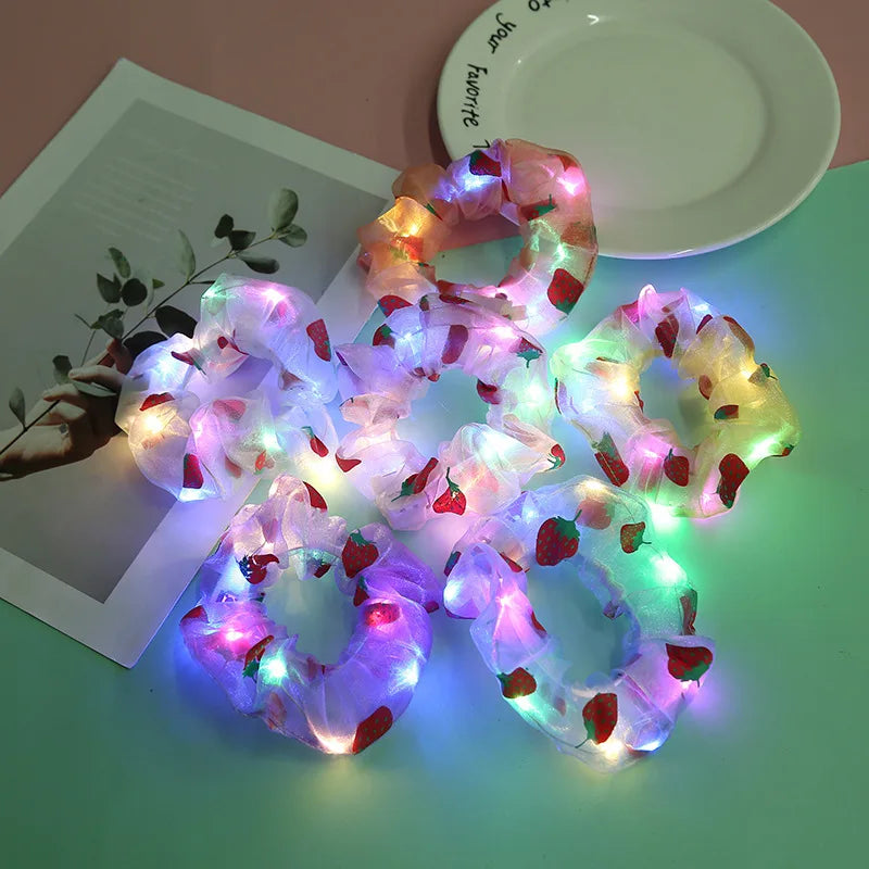 20PCS Girl Women LED Scrunchies Light Up Hair Rope  Ties band Party Glow Birthday Daily Decoration  Festival Halloween Christmas