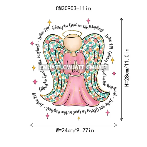 Coquette Jesus Glory To God In The Highest Christian Merry And Bright Christmas DTF Heat Transfer Stickers Iron On For Clothing