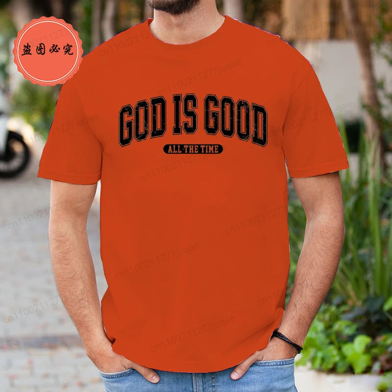 Retro Christian T-Shirt for Men Women Short Sleeve Funny T Shirt Tee Shirt God Is Good All The Time Fashion Summer Mens Clothing