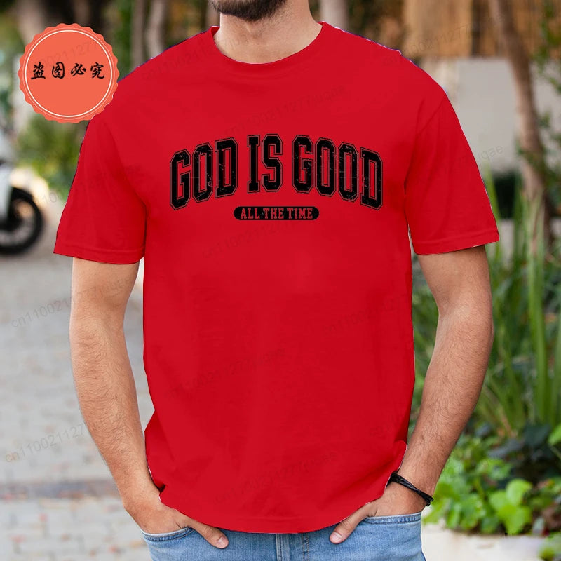Retro Christian T-Shirt for Men Women Short Sleeve Funny T Shirt Tee Shirt God Is Good All The Time Fashion Summer Mens Clothing