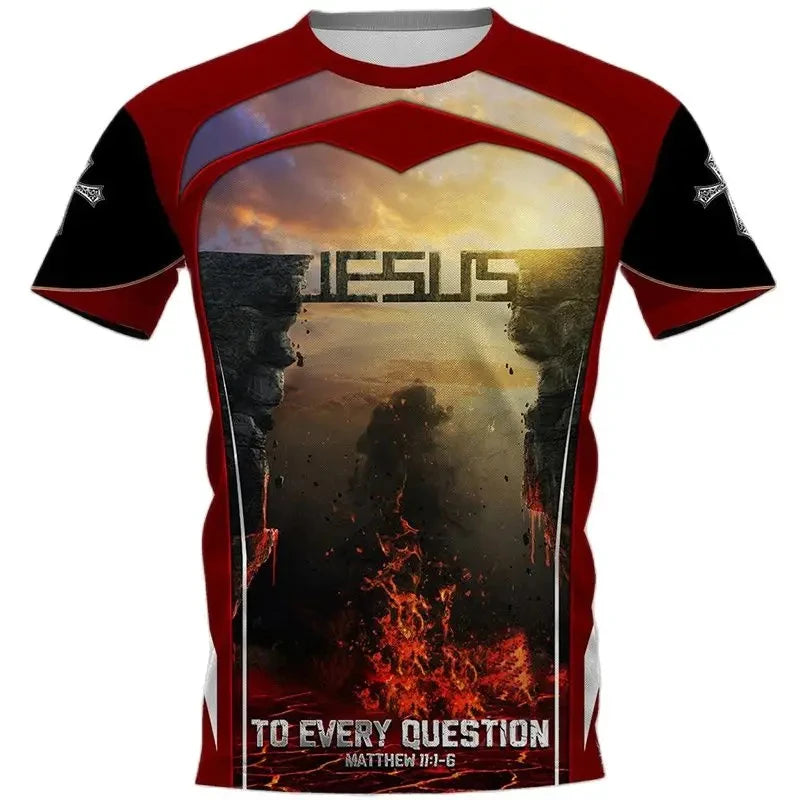 Vintage Men's Tshirts 3d Christian Jesus Print T-Shirt Summer Casual Streetwear Tops Men Clothing Short-sleeved Camisetas Homme