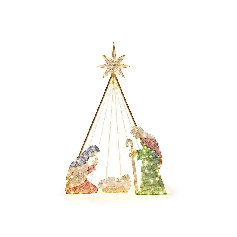 121x30x185cm 4.5V 3.6W Green Onion Cloth with Leather Thread, 10% Flashing Light, Christmas Nativity Scene Decoration