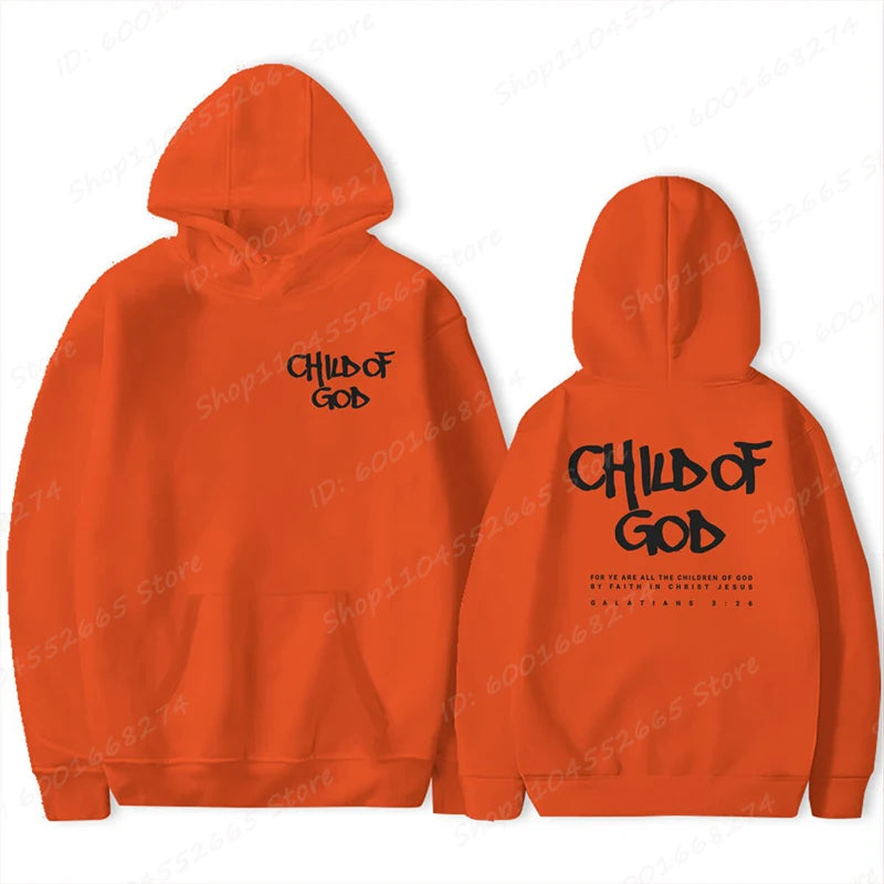 I Am A God Child Letter Print Hoodies Christian God Sweatshirts Hooded Pullover Pray The Lord Sweatshirt Women's Clothing