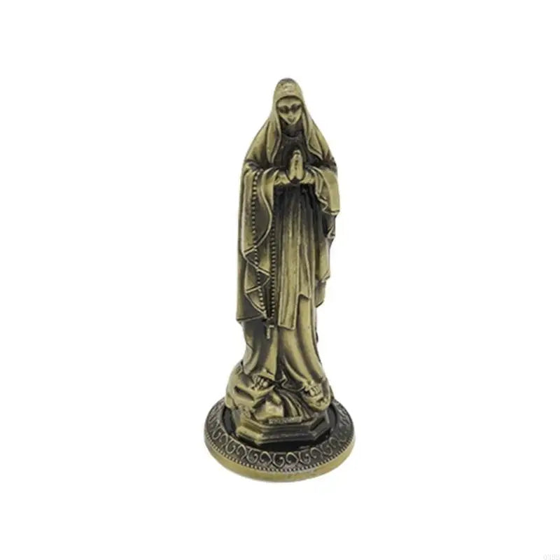 Q39B Vintage Antique Metal Standing Maria Figurine Catholic Miniature Statue Christian Religious Ornament for Tabletop Decors