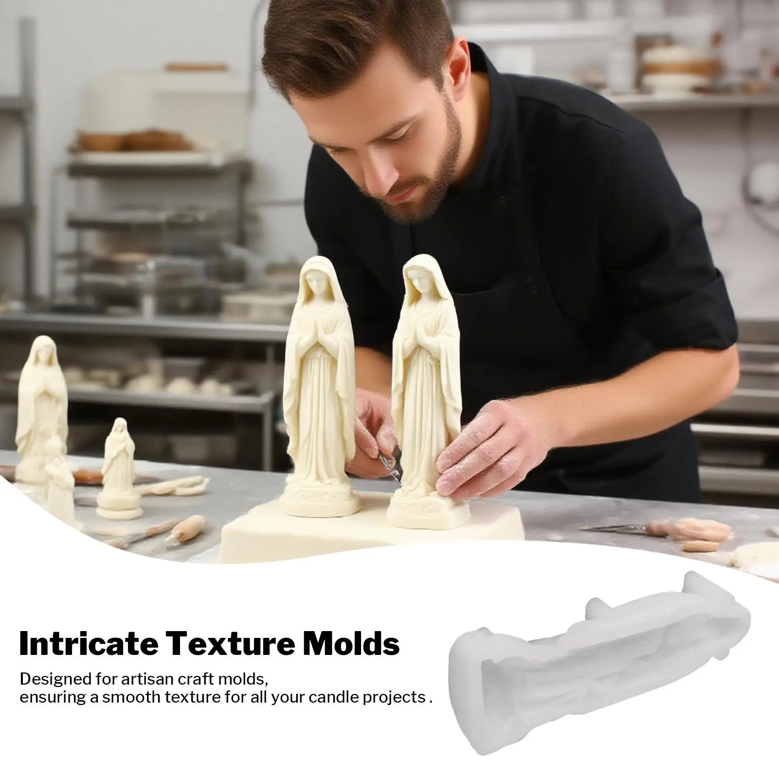 Virgin Mary Silicone Candle Mold 3D Christian Religious Figurine Resin Crafts Plaster Casting Molds Baby Birth Gift Home Decor