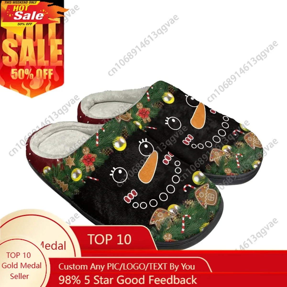 Christmas New Arrivals Chimney Snowman Romance Home Cotton Slippers Mens Womens Teenager Plush Bedroom Keep Warm Custom Slipper