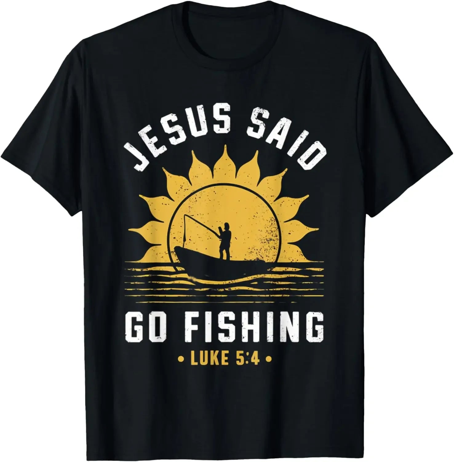 Jesus Christ Said Go Fishing Christian Fisherman Faith Graphic T Shirts Print on Demand Mens Clothing Camisas Streetwear
