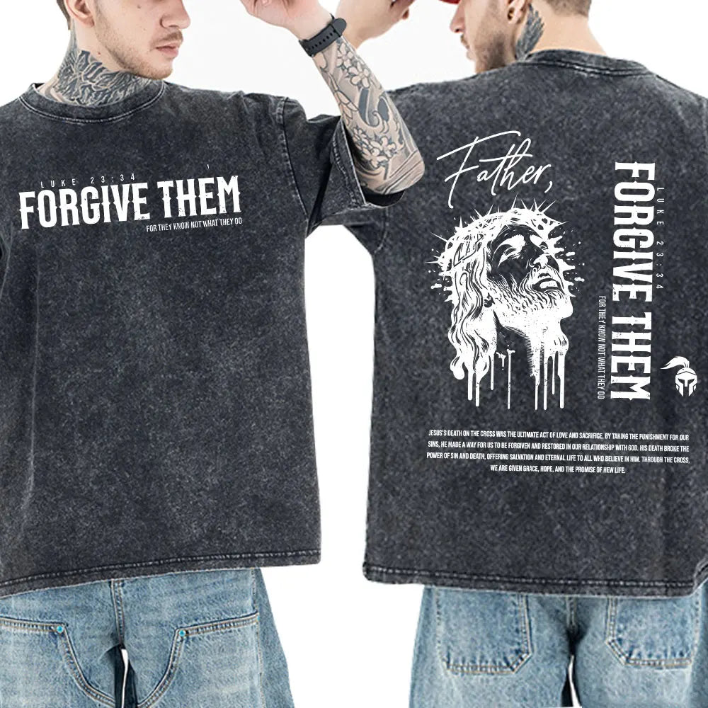 Washed Vintage Christian Jesus Bible Verse T-shirts Men Women Clothing Fashion Harajuku Cotton Short Sleeves Oversized T Shirts