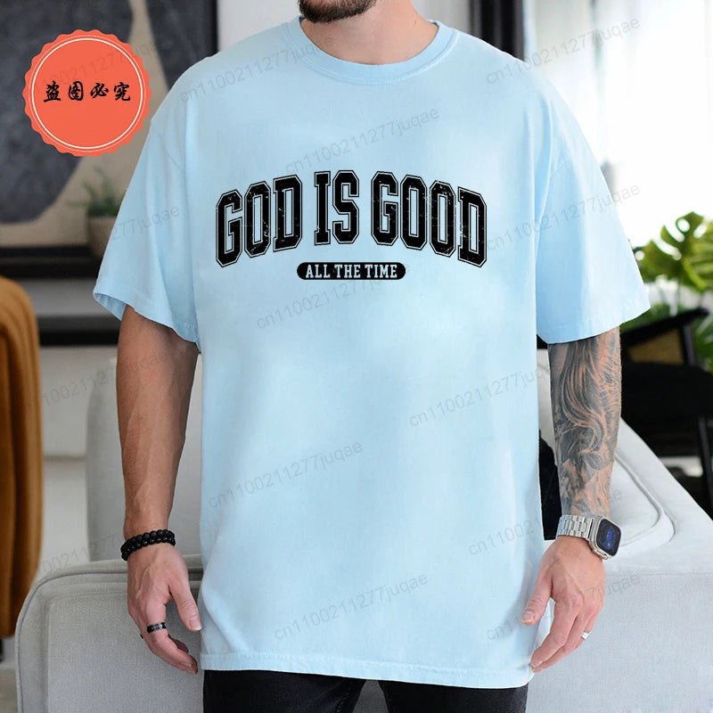 Retro Christian T-Shirt for Men Women Short Sleeve Funny T Shirt Tee Shirt God Is Good All The Time Fashion Summer Mens Clothing