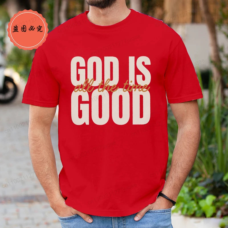 Retro Christian T-Shirt for Men Women Short Sleeve Funny T Shirt Tee Shirt God Is Good All The Time Fashion Summer Mens Clothing