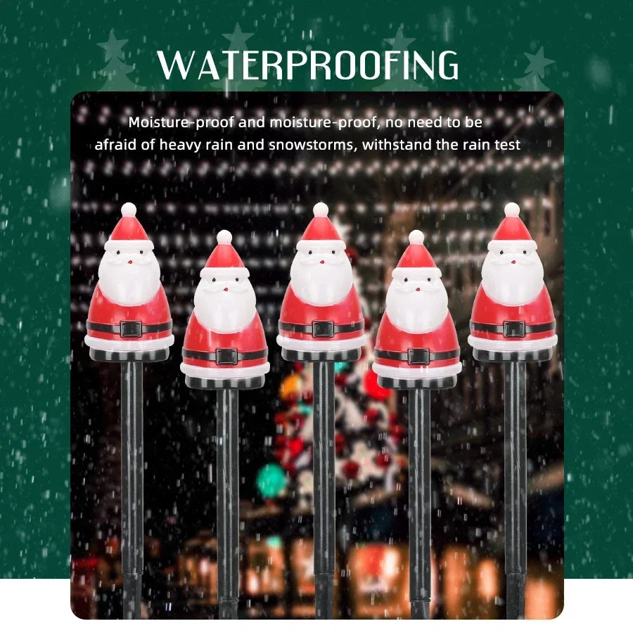5PCS LED Light Lovely Santa Claus Plug-in Lamp Solar Charging Light Christmas Outdoor Decorative Landscape Light Garden Light