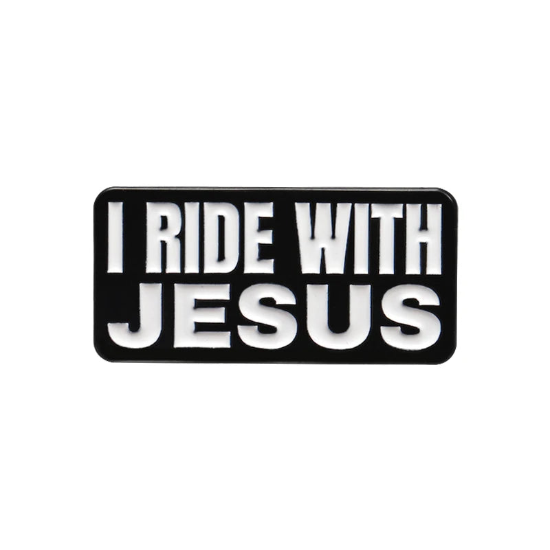 I'm Blessed I Ride With Jesus Enamel Pin Cartoon Creative Christianity Jesus Fish Brooches Jewelry Lapel Badge Gift for Friends