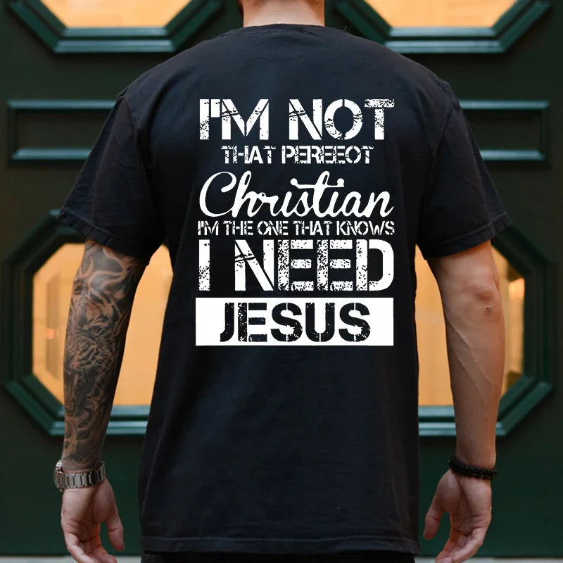 Men Tee Shirt Jesus Christ Back Printing T-Shirt Fashion Graphic Tops Gift for Christian Jesus Streetwear Oversized Y2k Clothing